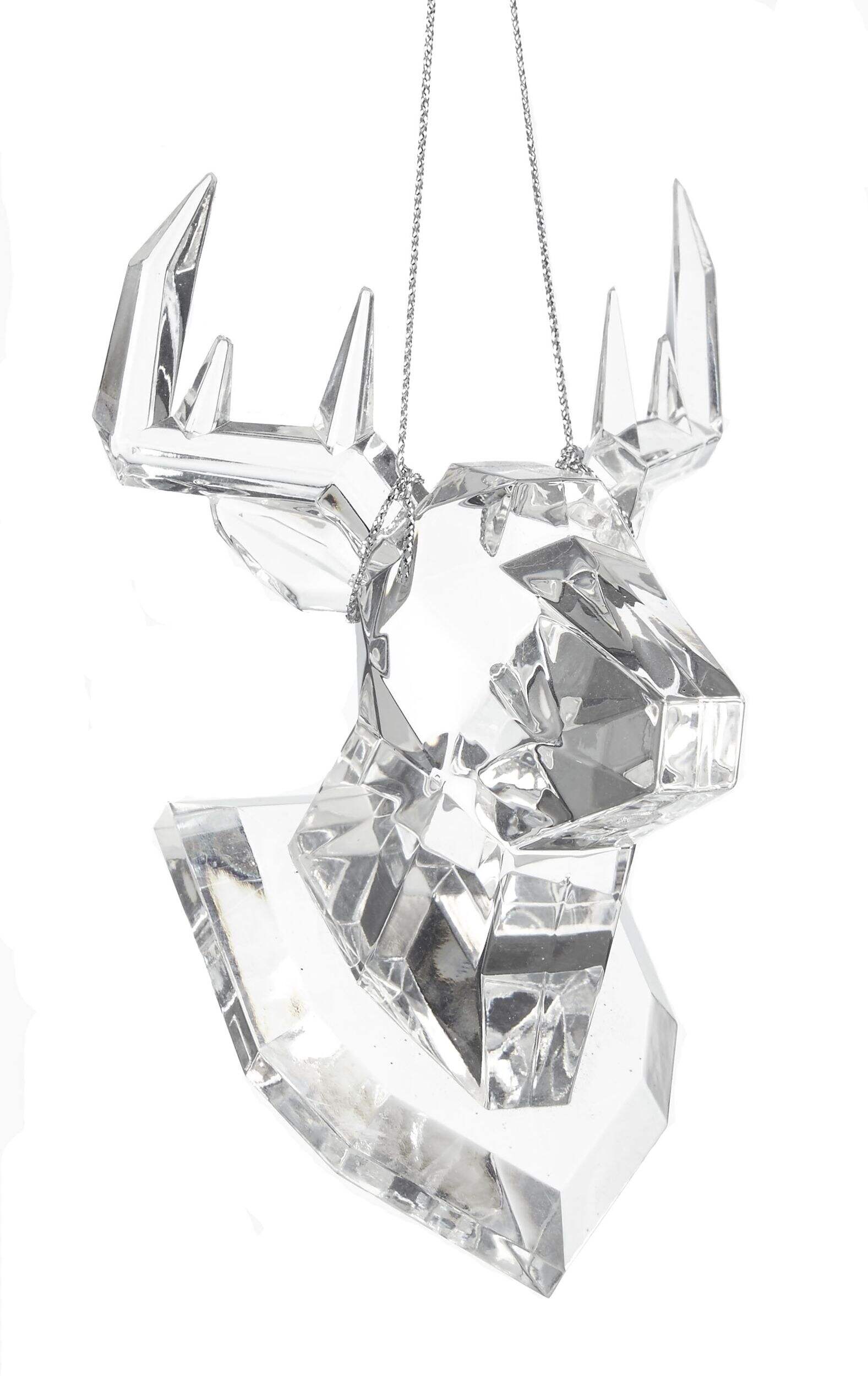 CANVAS Collection Argent - Ornement de Noël Tête de cerf transparente, 100 mm Bottom_Plunge