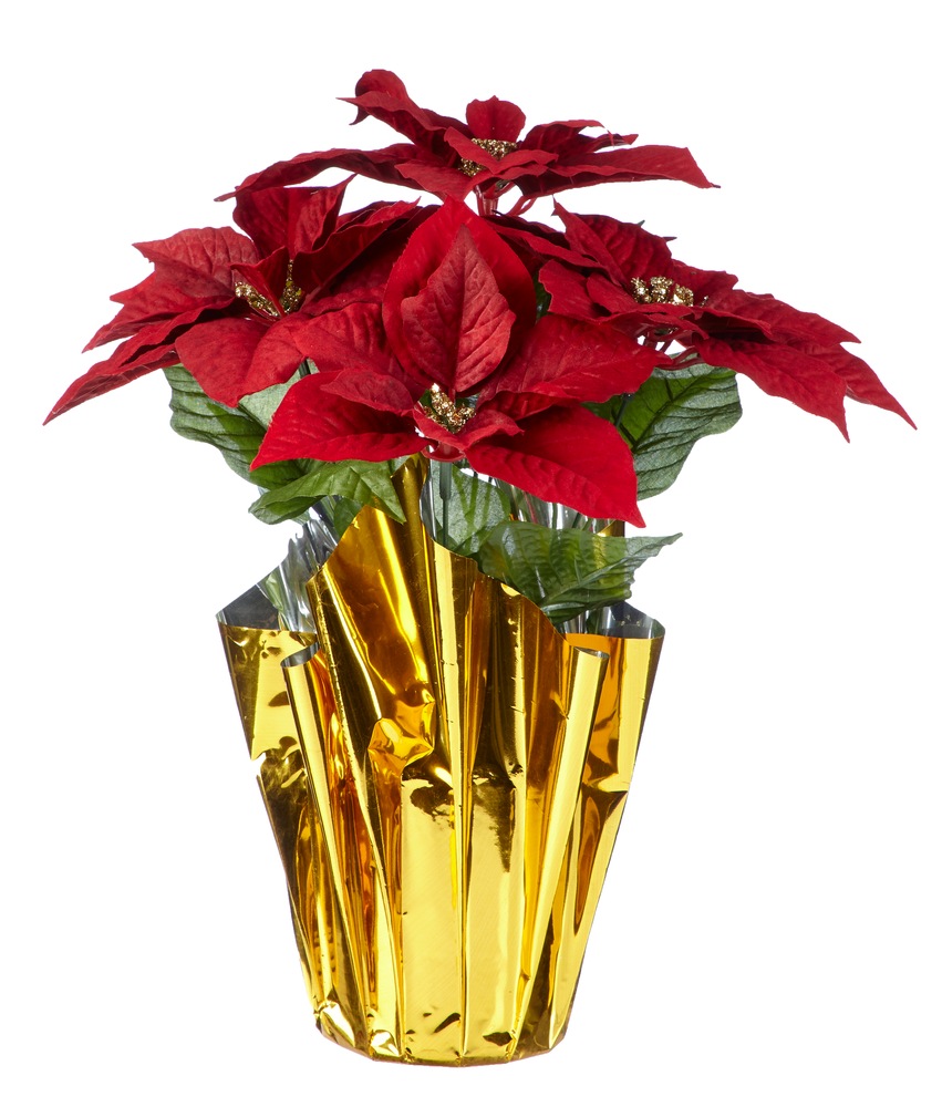 For Living Christmas Decoration Artificial Poinsettias in a Pot