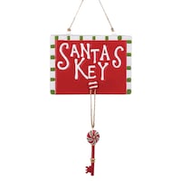 For Living Christmas Decoration Santa's Key Wall Décor, 8-in Front_Flat