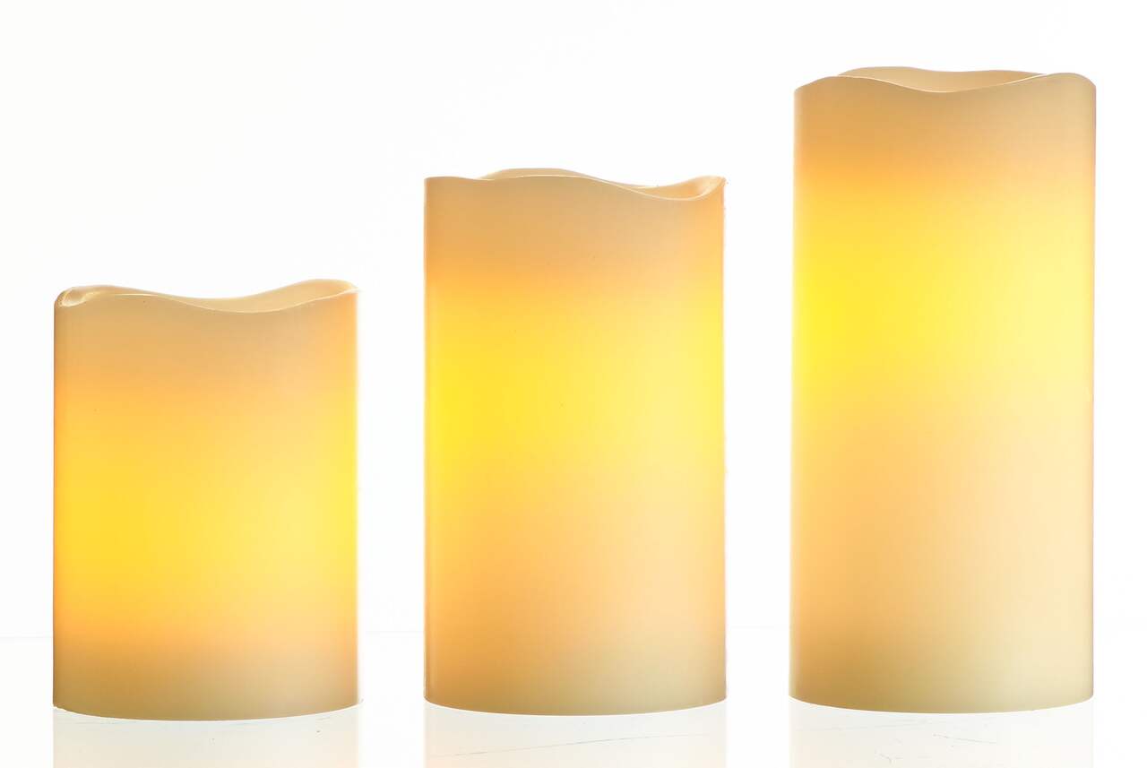 Inglow Wax Flameless - Bougies sans flamme à LED en cire, blanches, 3 pc