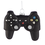 CANVAS Brights Collection Glass Decoration Game Controller Christmas Ornament, Black, 3-in Front_Flat
