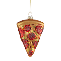 CANVAS Brights Collection Glass Decoration Pizza Christmas Ornament, 4-in Front_Flat