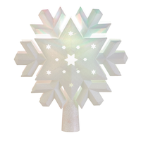 CANVAS Traditional Fibre Optic Christmas Decoration Snowflake Projector Tree Topper, White, 9 3/4-in Front_Flat