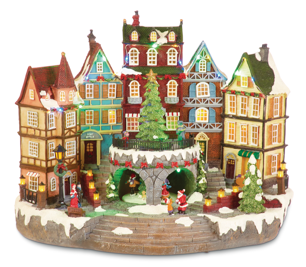 For Living Miniature Christmas Village Town Scene Decoration Set, 12 4/