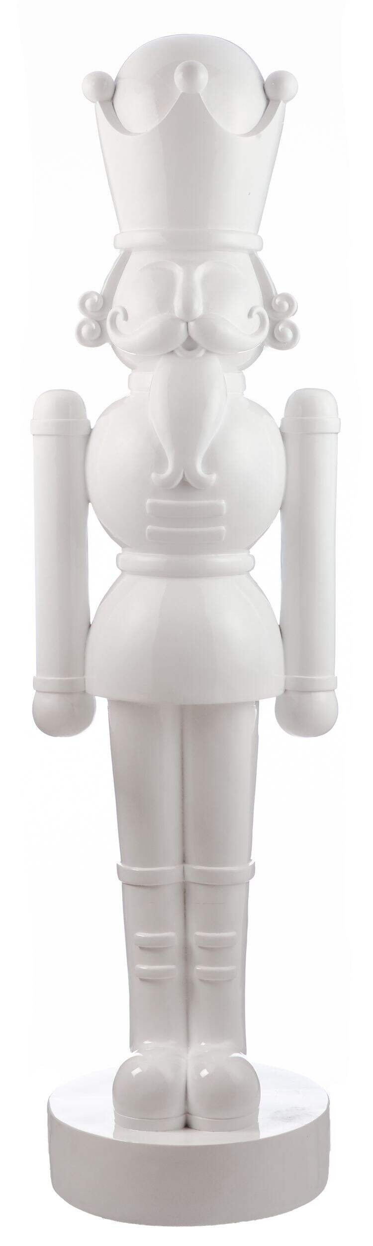 For Living Resin Christmas Nutcracker Soldier Décor, White, 5-ft Front_Flat