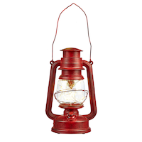 For Living Battery Operated Light-Up Christmas Vintage Decoration Lantern, Red, 9 1/2-in Front_Flat