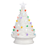 For Living Ceramic Battery Operated Christmas Decoration Tabletop Tree, White, 8-in Front_Flat