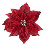 CANVAS Red Collection Decoration Poinsettia Clip Christmas Ornament, 9-in Front_Flat