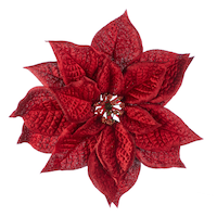 CANVAS Red Collection Decoration Poinsettia Clip Christmas Ornament, 9-in Front_Flat