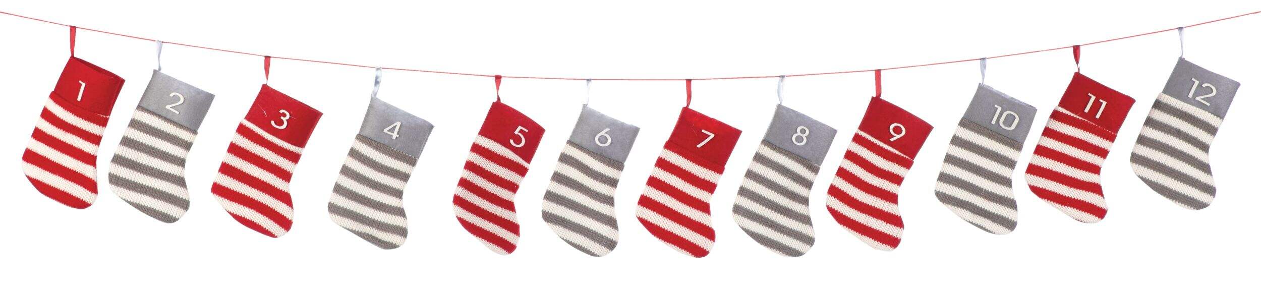 CANVAS Collection Rouge - Guirlande de Noël avec bas en tricot, 8 pi Front_Flat