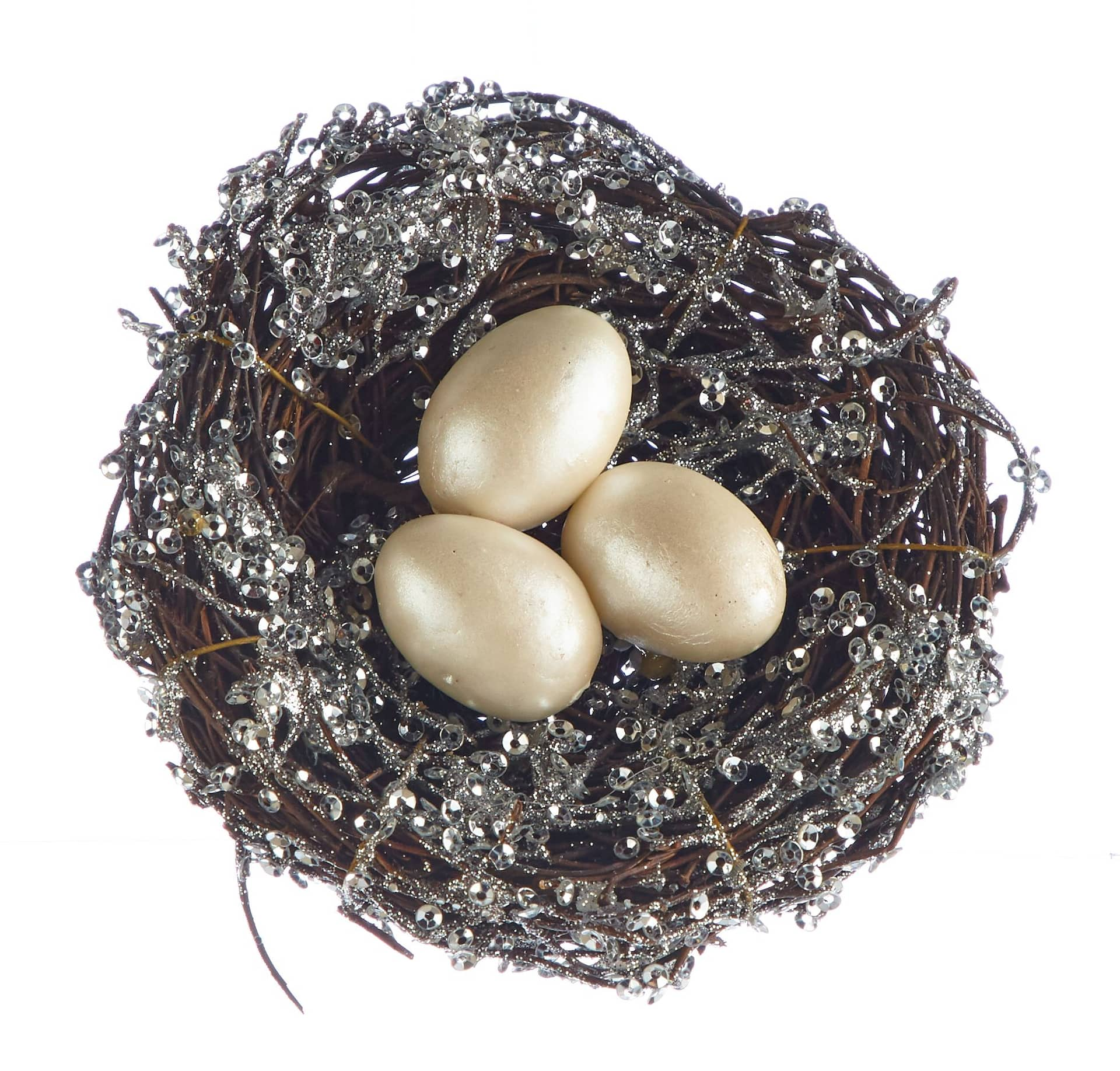 CANVAS Countryside Christmas Bird Nest with Robin Eggs Ornament, 4-in