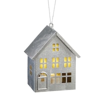 CANVAS Silver Collection Decoration Galvanized House, Christmas Ornament, 3 1/2-in Front_Three_Fourths_Angled_Right