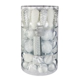 CANVAS Shatterproof Decoration Ball Christmas Ornament Set, Silver, 100-pc Front_Elevated