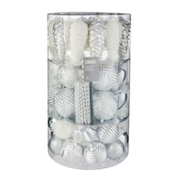 CANVAS Shatterproof Decoration Ball Christmas Ornament Set, Silver, 100-pc Front_Elevated