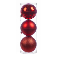 For Living - Boules de Noël incassables, rouge, 6 in, 3 pc Front_Flat