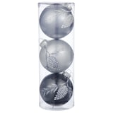 CANVAS Shatterproof Decoration Ball Christmas Ornament Set, Silver, 6-in, 3-pc Front_Flat