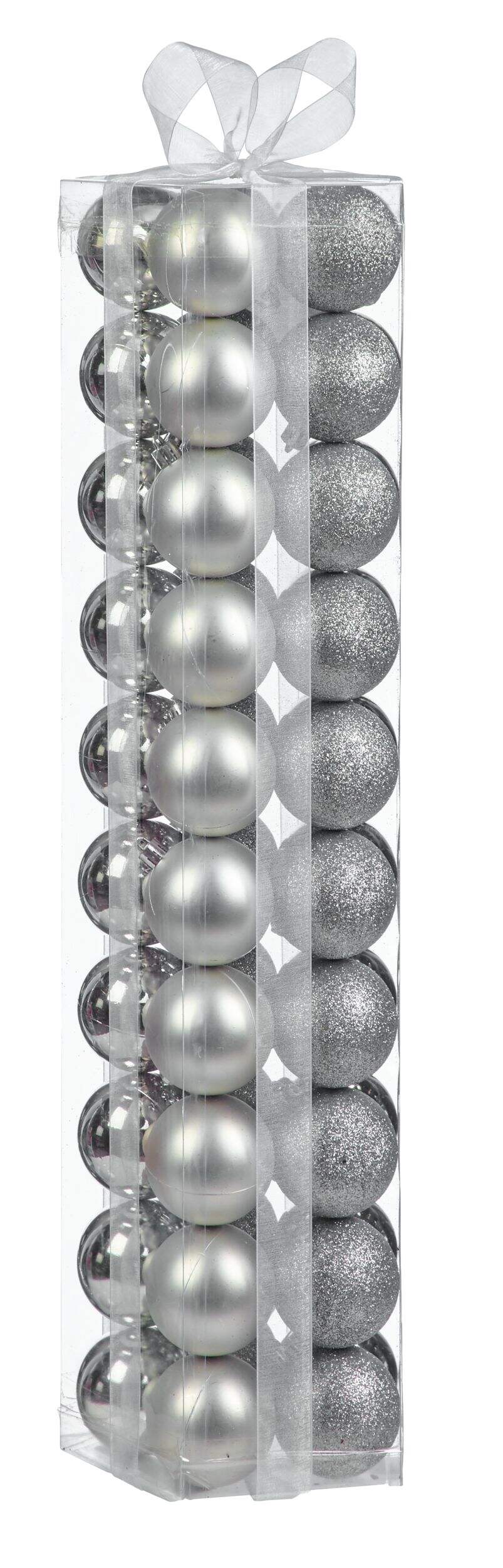 For Living - Boules de Noël incassables, argent, 2-2/5 po, paq. 50 Front_Angled_Right