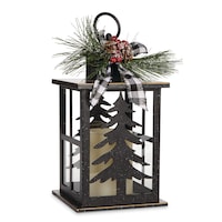 Bougie sans flamme lanterne à DEL, arbre, 9,9 po, blanc, pour Noël Front_Angled_Right