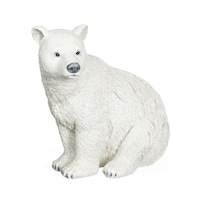 CANVAS Resin Sitting Christmas Polar Bear Décor, White, 9-in Front_Angled_Left