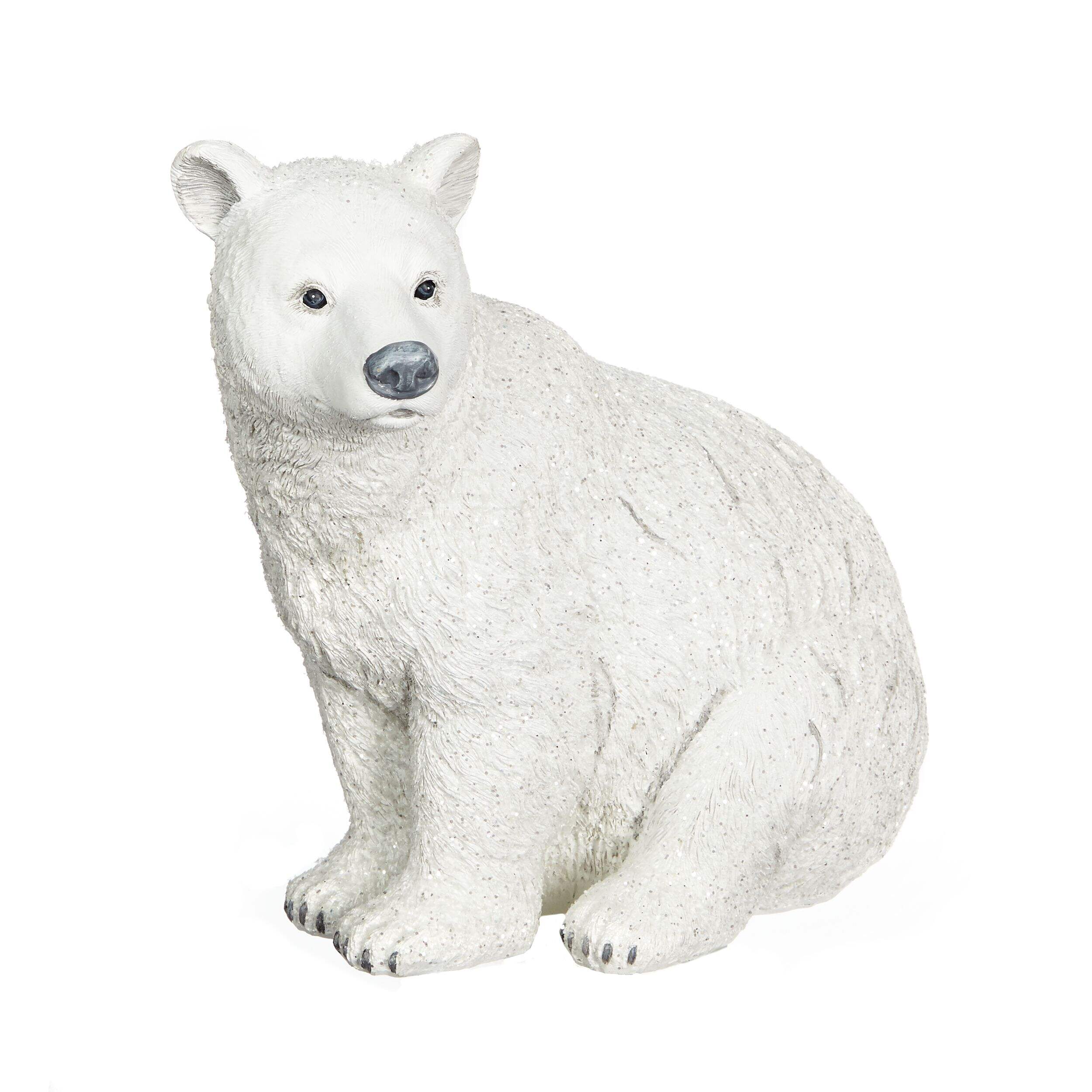 CANVAS - Décoration de Noël Ours polaire décoratif assis en résine, blanc, 9 po Front_Angled_Left
