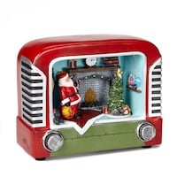 For Living Battery Operated Light-Up Musical Christmas Santa At Home Scene Décor, 8 1/4-in Front_Angled_Right