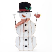 CANVAS Wooden Christmas Tabletop Snowman Décor, White, 24-in Front_Flat