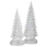 For Living Acrylic Light-Up Christmas Tree Decoration Set, Clear, 2-pc Front_Elevated