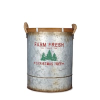 CANVAS Farm Fresh Metal Christmas Decoration Tree Bucket, 12 x 16-in Front_Flat