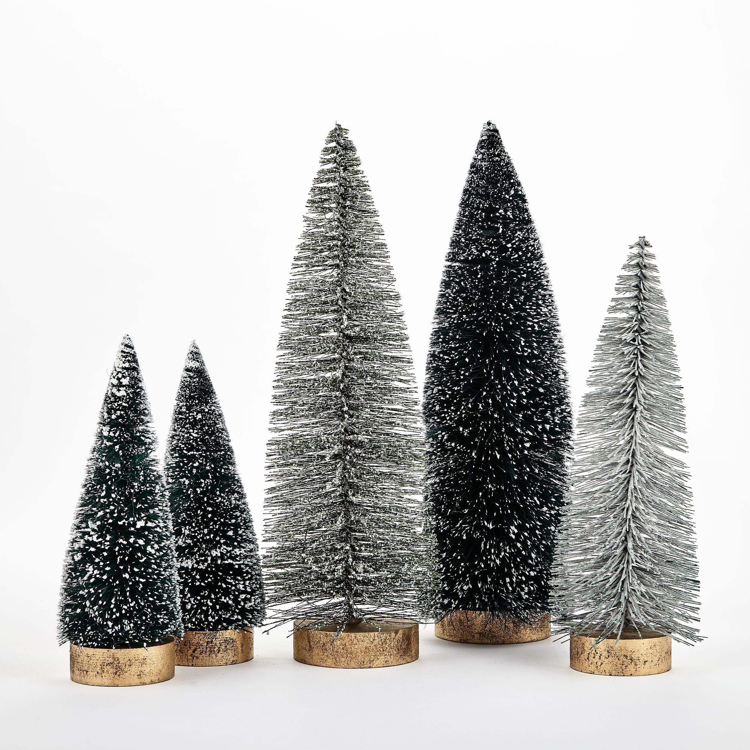 CANVAS Christmas Tabletop Bottle Brush Tree Decoration Set, 5-pc Front_Flat