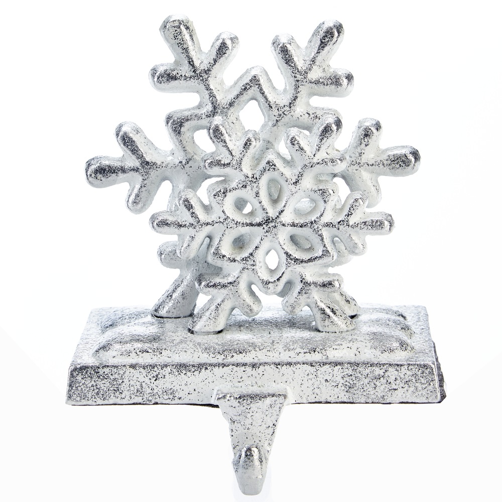CANVAS Iron Christmas Decoration Snowflake Stocking Holder, White