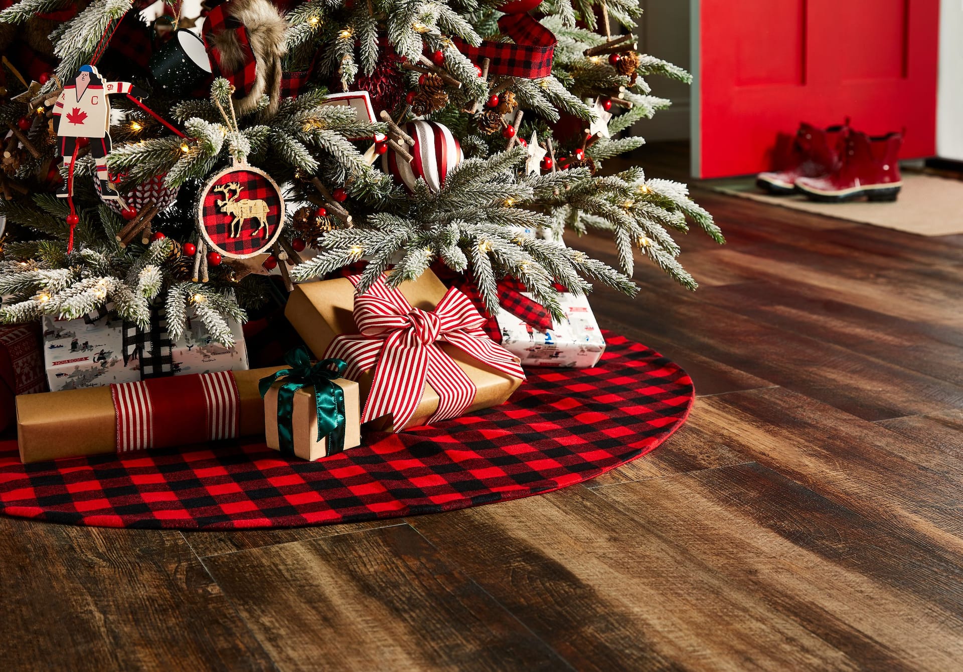 Buffalo plaid clearance christmas tree skirt