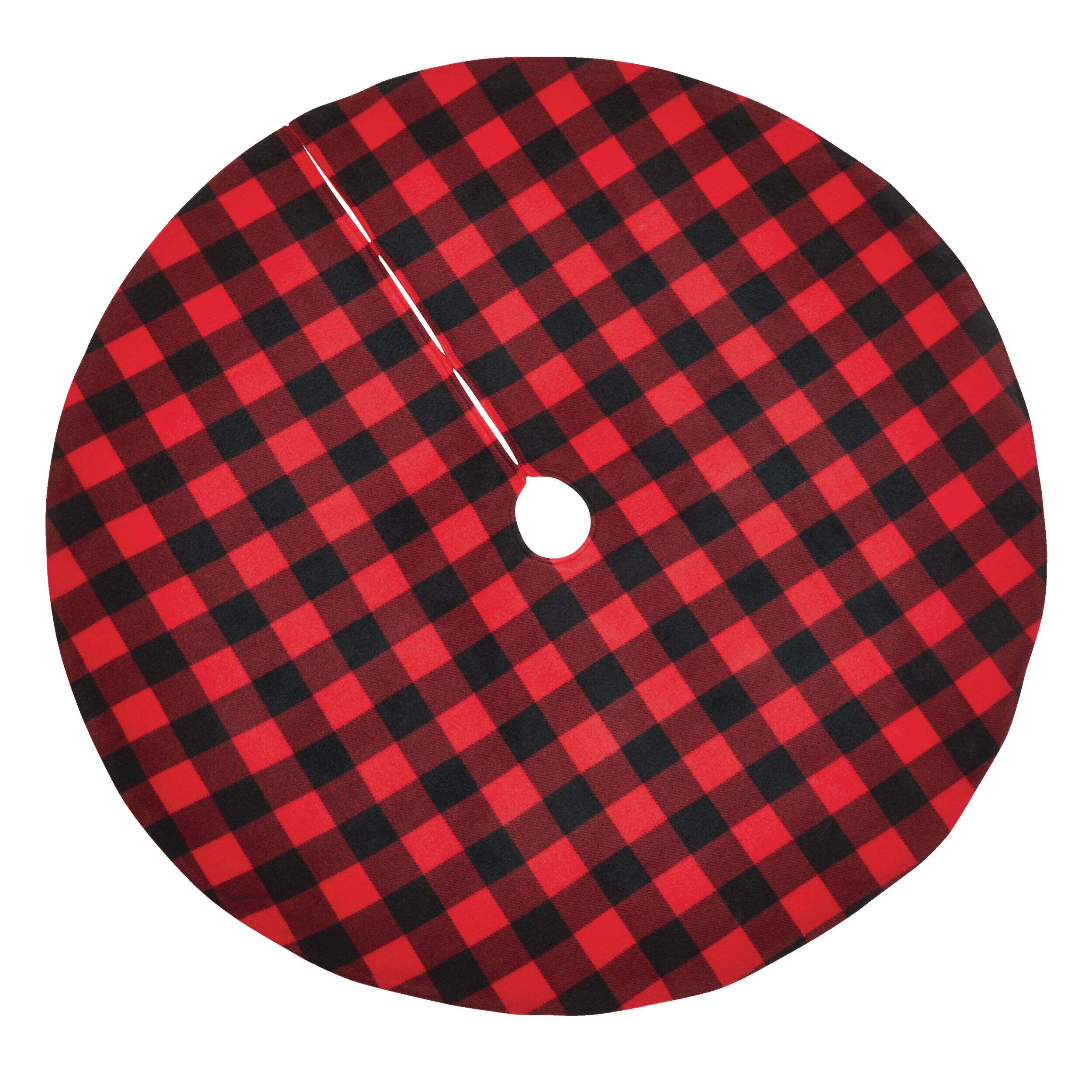 CANVAS Christmas Decoration Tree Skirt, Buffalo Check, 48-in Overhead_Flat