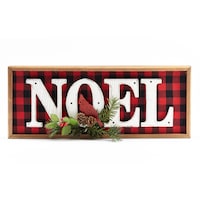 For Living Festive Decoration NOEL Sign, Buffalo Check, 20-in Front_Flat