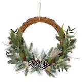 Décoration de Noël demi-couronne de verdure artificielle CANVAS, 20 po Front_Flat