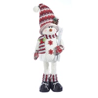 For Living Standing Christmas Decoration Skiing Snowman, White, 25-in Front_Angled_Right