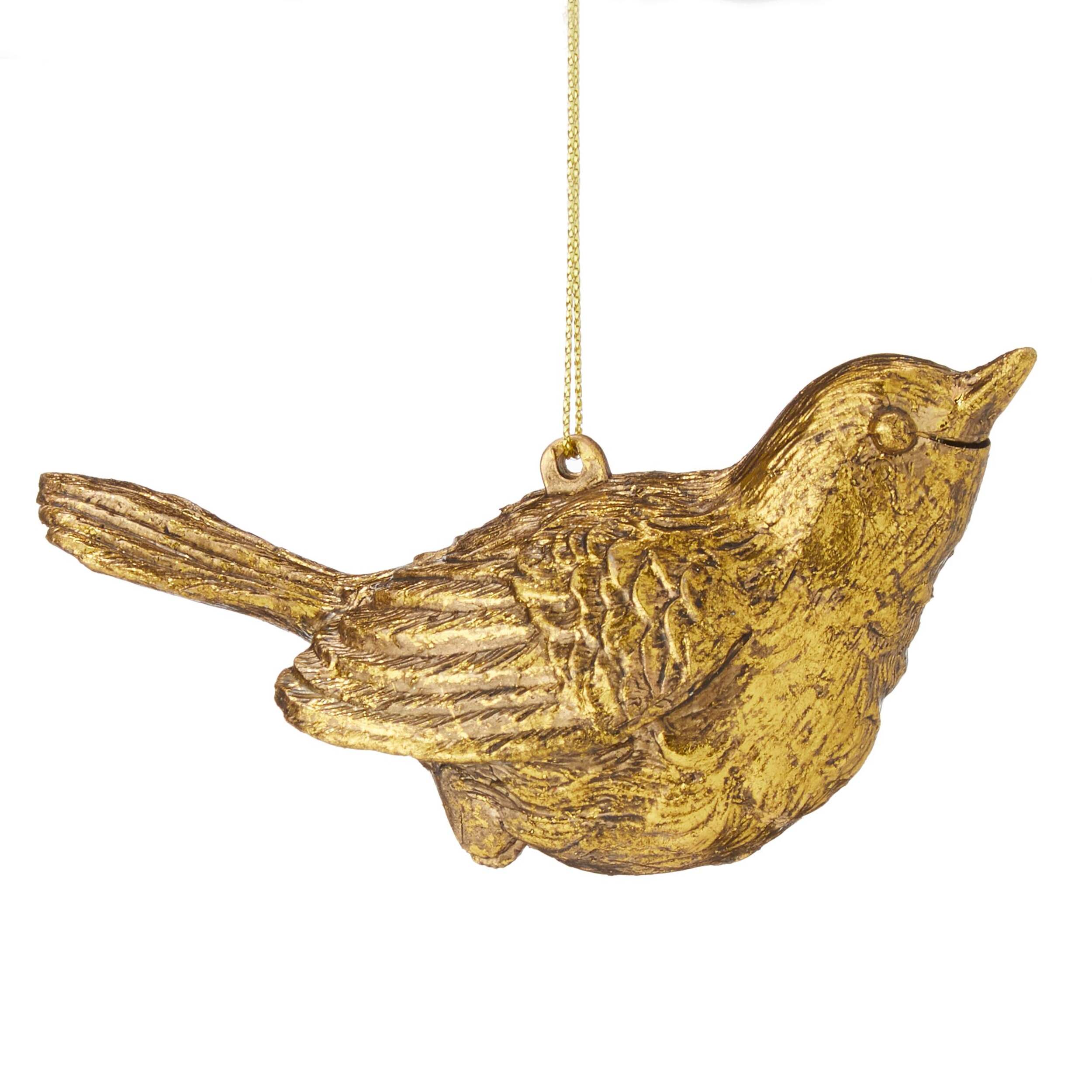 CANVAS Collection Enchantée - Ornement de Noël Moineau, en résine, doré, 3 po Front_Flat
