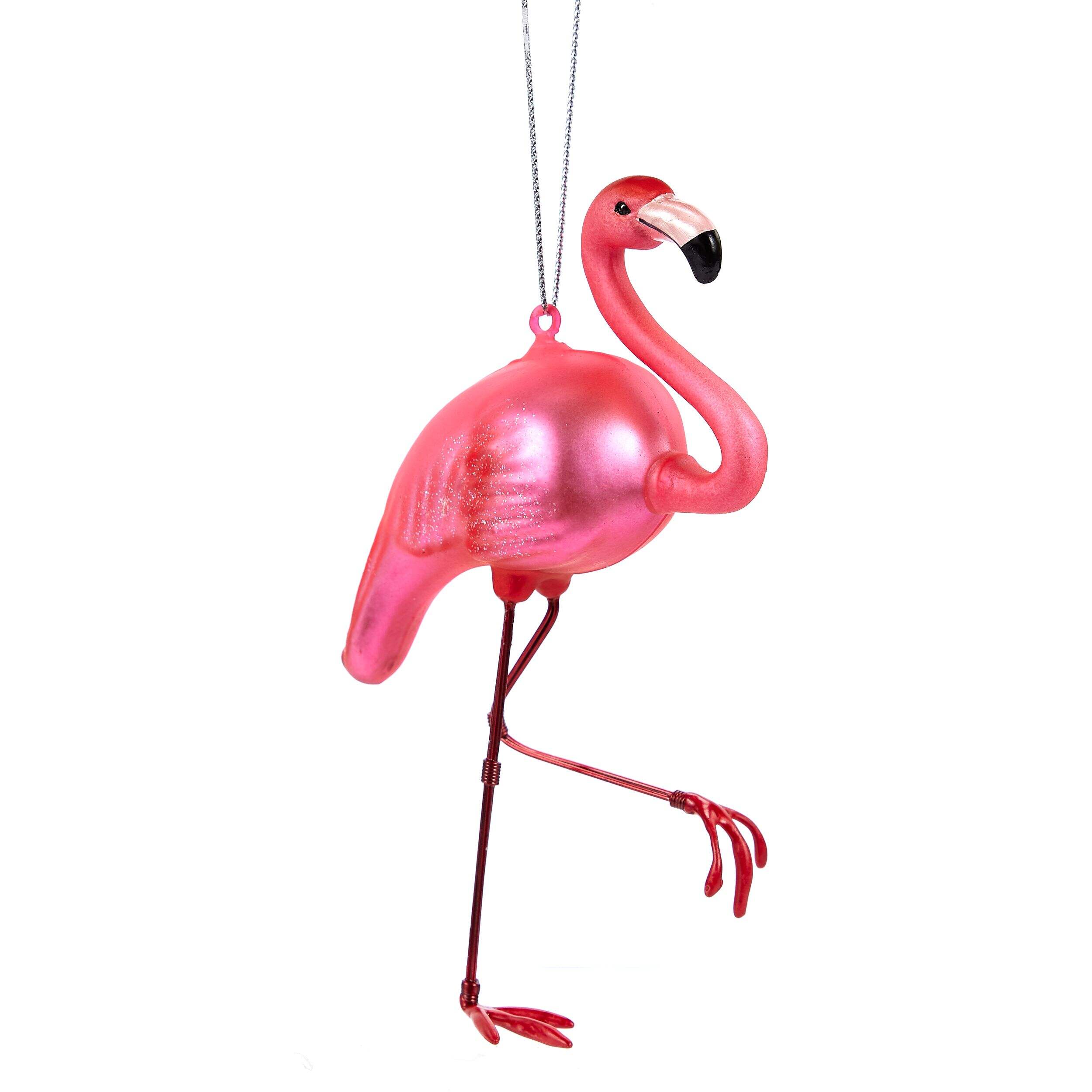 CANVAS Brights Collection Glass Decoration Flamingo Christmas Ornament, Pink, 5 3/10-in Front_Angled_Right