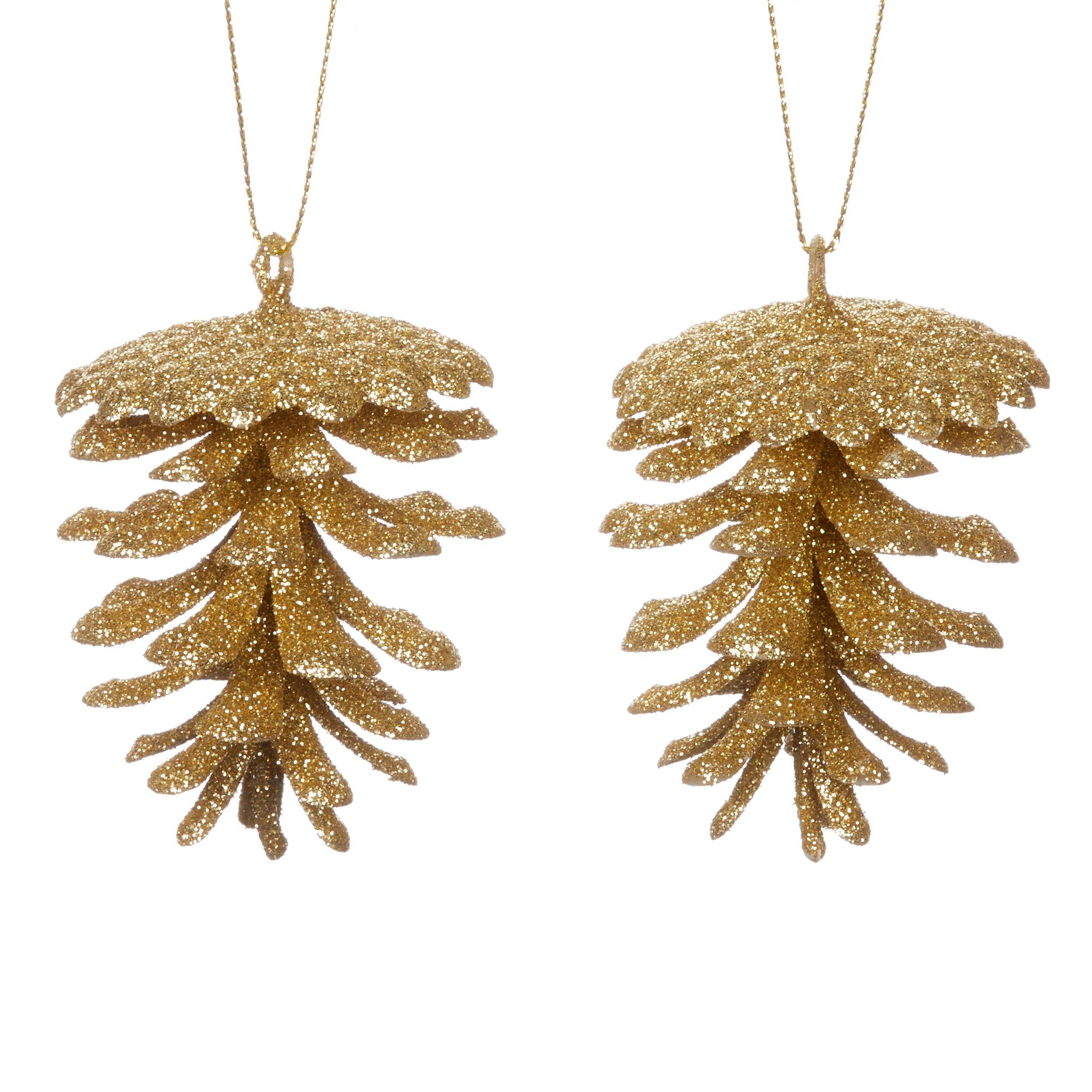 CANVAS Collection Or - Décoration de Noël pommes de pin scintillantes, 3 po, paq. 2 Front_Flat