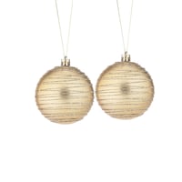 CANVAS Gold Collection Glittering Decoration Striped Ball Christmas Ornament Set, 3-in, 2-pk