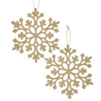 CANVAS Gold Collection Glittering Snowflake Christmas Ornament Set, 4 1/2-in, 2-pk