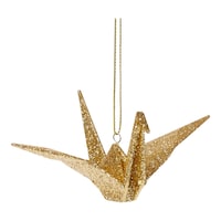 CANVAS Gold Collection Glittering Decoration Origami Crane Christmas Ornament, 550-mm