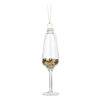 CANVAS Gold Collection Decoration Champagne Glass with Gold Glitter Christmas Ornament, 6-in