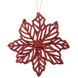 CANVAS Red Collection Glittering Decoration Poinsettia Christmas Ornament, 6-in Front_Flat