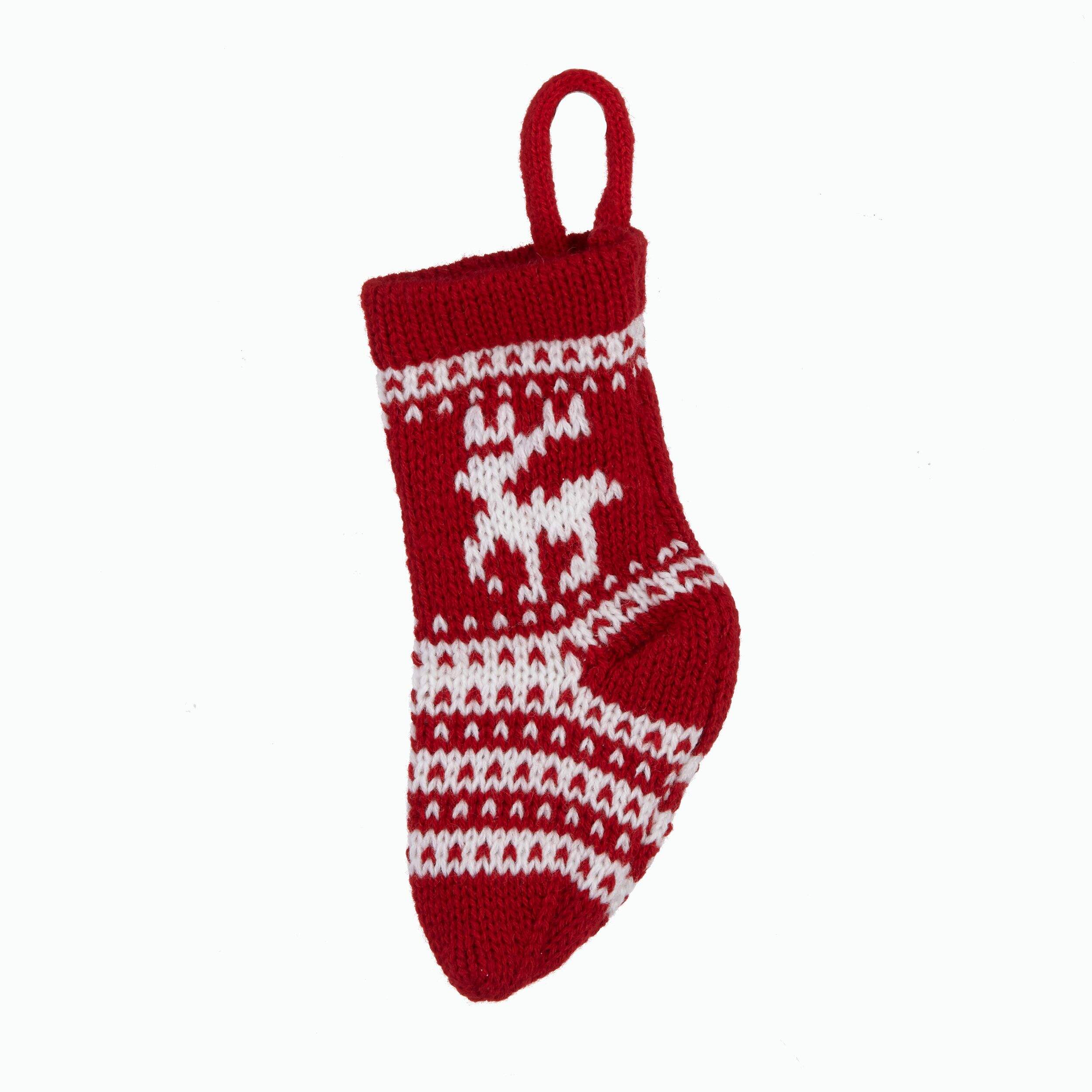 CANVAS Red Collection Christmas Decoration Knitted Stocking, Assorted Colour, 7-in Front_Flat