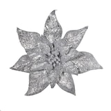 CANVAS Silver Collection Wool Glittering Poinsettia Christmas Ornament, 8 2/3 x 8 2/3 x 2-in Front_Flat
