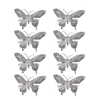 CANVAS Silver Collection Glittering Decoration Mini Butterfly Christmas Ornament Set, 3 1/2-in, 8-pk