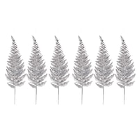 CANVAS Silver Collection Christmas Glittering Leaves Decoration Set, 12-in, 6-pk Front_Flat