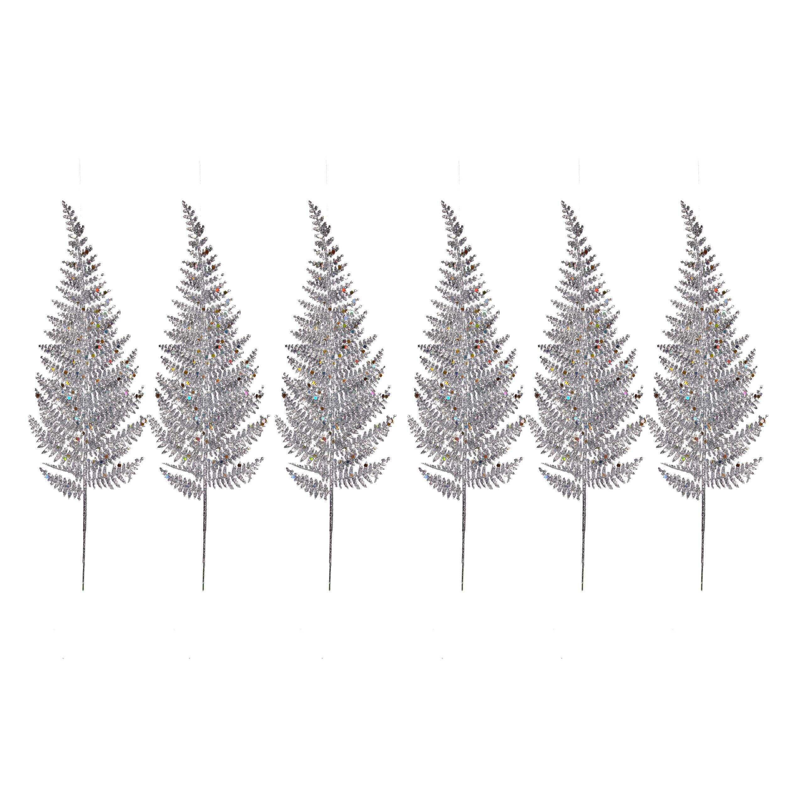 CANVAS Collection Argent - Décoration de Noël Feuilles scintillantes, 12 po, paq. 6 Front_Flat