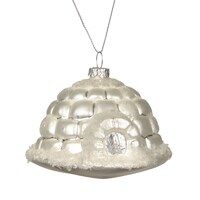 CANVAS White Collection Glass Decoration Igloo Christmas Ornament, 2 1/5-in Front_Angled_Right
