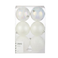 CANVAS White Collection Shatterproof Decoration Ball Christmas Ornament Set, 100-mm, 6-pk Front_Elevated